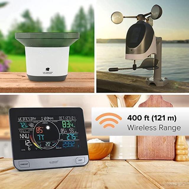 Alt view image 4 of 6 - Technology Complete Personal Remote Monitoring Wi-Fi Weather Station, Indoor/Outdoor, Temperature and Humidity, Rain Fall Data, Barometer, Black, V61