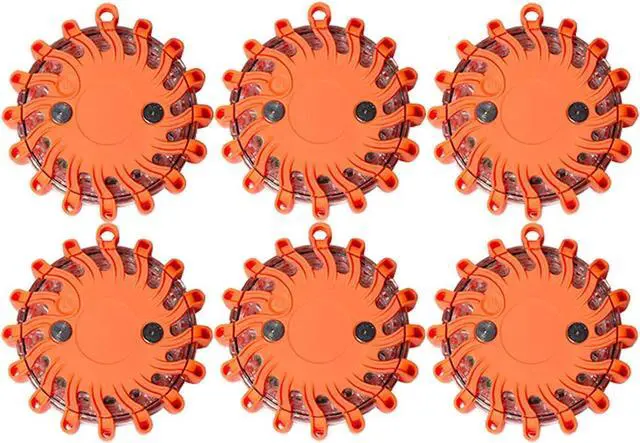 Alt view image 4 of 6 - Lights 6 Pack of Rechargeable 16 LED Road Flare Disc Warning Beacon Emergency Flares for the Car, Truck, Bike, RV Vehicles - Roadside Emergency Kit w/ Charger & Carrying Case Included
