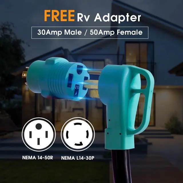 Alt view image 7 of 7 - 50 Amp Generator Cord 15FT and Power Inlet Box, 125V/250V RV Power Cord, NEMA 14-50P/SS2-50R Twist Lock Connector, NEMA SS2-50P Generator Inlet Box, 30M/50F Adapter Included, ETL Listed