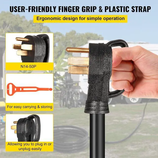 Alt view image 6 of 7 - 30 FT 50 Amp Generator Extension Cord NEMA 14-50P & SS2-50R & CS6364, STW 45446 + 45505 125V 250V Generator Power Cord Twist Lock Connectors