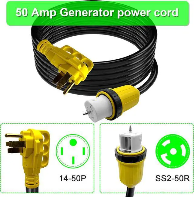 Alt view image 3 of 7 - 50 Amp Generator Cord 15 FT and Power Inlet Box Combo Kit, Heavy Duty NEMA 14-50P Plug to SS2-50R Twist Lock Connector & SS2-50P NEMA 3R Pre-Drilling Generator Inlet Box, ETL Listed