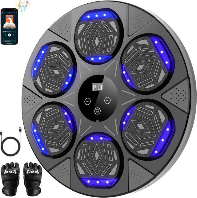 Main image of Music Boxing Machine, Smart Bluetooth Boxing Trainer with Boxing Gloves, Boxing Wall Mount Machine for Adults Kids,Boxing Target Workout Equipment for Home, Office, Gym (Upgrade)