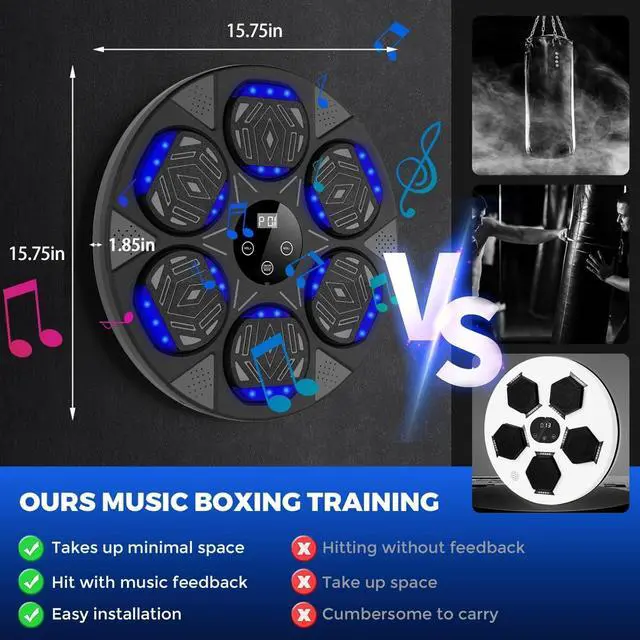 Alt view image 3 of 6 - Music Boxing Machine, Smart Bluetooth Boxing Trainer with Boxing Gloves, Boxing Wall Mount Machine for Adults Kids,Boxing Target Workout Equipment for Home, Office, Gym (Upgrade)