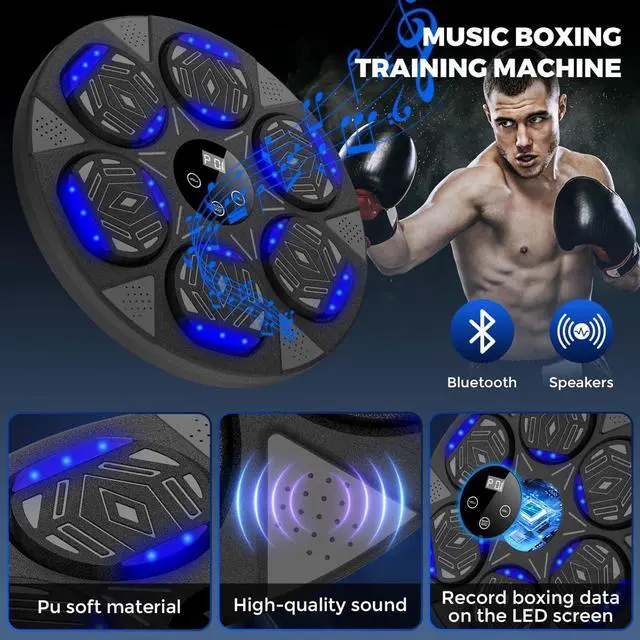 Alt view image 4 of 6 - Music Boxing Machine, Smart Bluetooth Boxing Trainer with Boxing Gloves, Boxing Wall Mount Machine for Adults Kids,Boxing Target Workout Equipment for Home, Office, Gym (Upgrade)