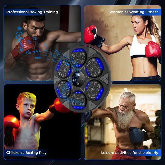 Alt view image 5 of 6 - Music Boxing Machine, Smart Bluetooth Boxing Trainer with Boxing Gloves, Boxing Wall Mount Machine for Adults Kids,Boxing Target Workout Equipment for Home, Office, Gym (Upgrade)