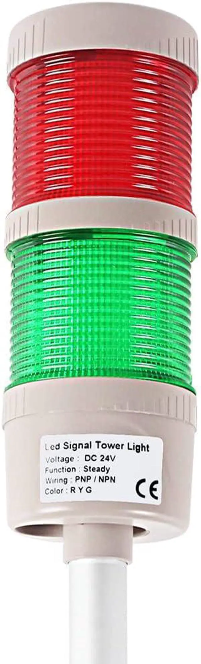 Alt view image 3 of 7 - 2 Stack Super Bright LED Andon Tower Lights, Off-ON, 6 ft Industrial Adapter, Plug Play Ready