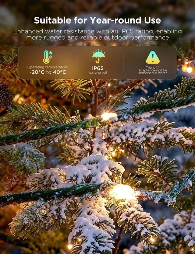 Alt view image 7 of 7 - Christmas Lights 2, RGBWIC 99FT 300LEDs Christmas Tree Lights with Shape Mapping Function, Smart Holiday String Lights for Christmas Decor, 130+ Preset Scenes, Voice and APP Control, Green Wire
