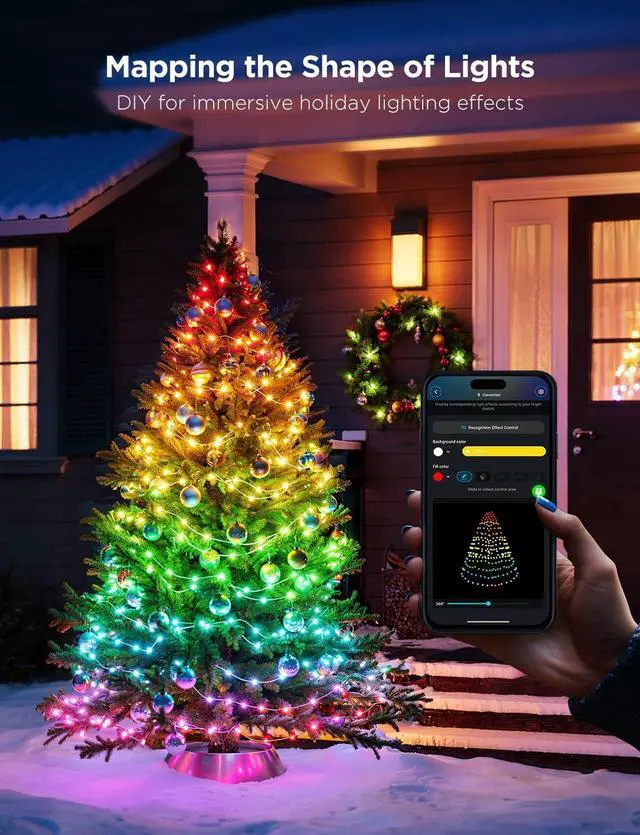 Alt view image 5 of 7 - Christmas Lights 2, RGBWIC 99FT 300LEDs Christmas Tree Lights with Shape Mapping Function, Smart Holiday String Lights for Christmas Decor, 130+ Preset Scenes, Voice and APP Control, Clear Wire