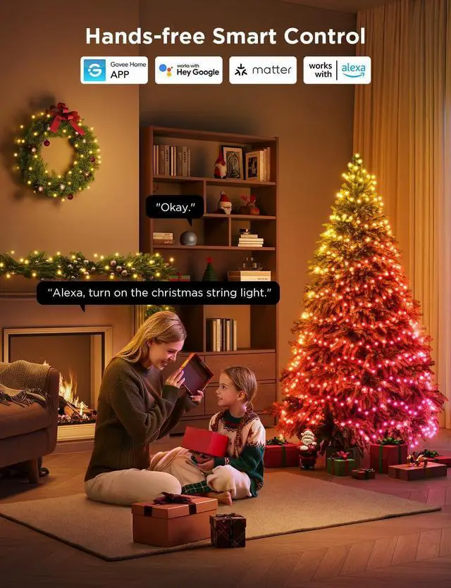 Alt view image 7 of 7 - Christmas Lights 2, RGBWIC 99FT 300LEDs Christmas Tree Lights with Shape Mapping Function, Smart Holiday String Lights for Christmas Decor, 130+ Preset Scenes, Voice and APP Control, Clear Wire