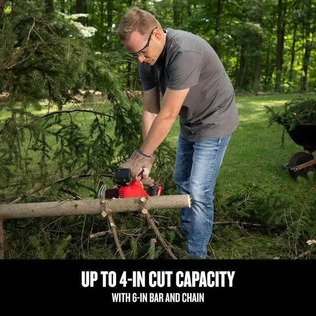 Alt view image 3 of 7 - V20 Cordless Pruning Saw, 6" Chain, Small Chainsaw with Battery and Charger Included (CMCCS320D1)