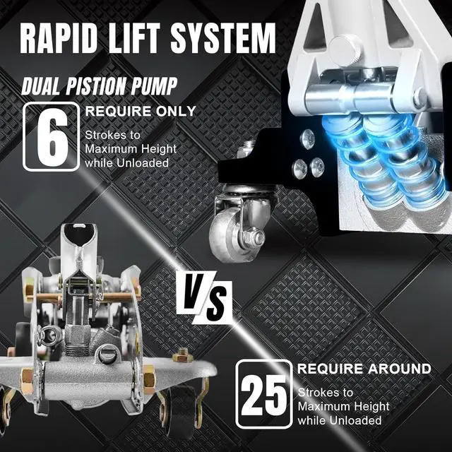 Alt view image 3 of 7 - TAM815016L Hydraulic Low Profile Aluminum and Steel Racing Floor Jack with Dual Piston Quick Lift Pump, 1.5 Ton (3,000 lb) Capacity, Black