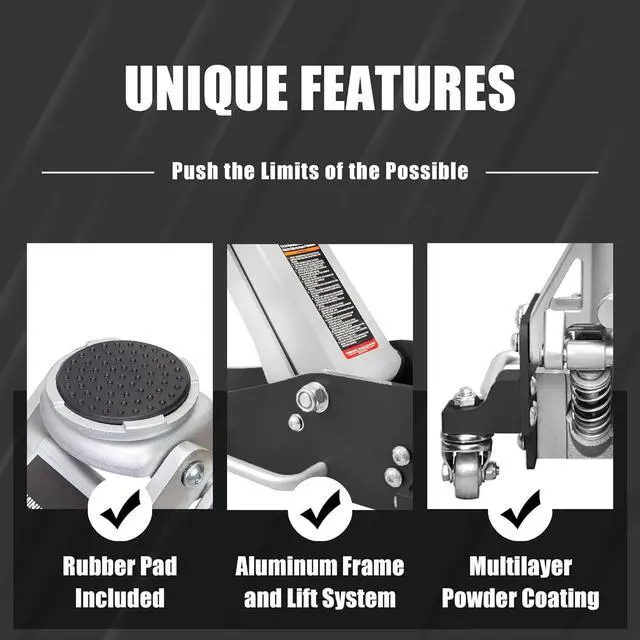Alt view image 6 of 7 - TAM815016L Hydraulic Low Profile Aluminum and Steel Racing Floor Jack with Dual Piston Quick Lift Pump, 1.5 Ton (3,000 lb) Capacity, Black