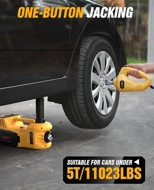 Alt view image 7 of 7 - Electric Car Jack Kit,5 Ton 12V Car Jack Hydraulic with Electric Impact Wrench and Tire Inflator Pump,Portable Car Jack Kit for SUV MPV Sedan Truck Change Tires Garage Repair