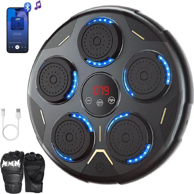 Main image of Music Boxing Machine, Boxing Machine Wall Mounted Music with Gloves, Smart Bluetooth Boxing Equipment, Boxing Music Workout Machine