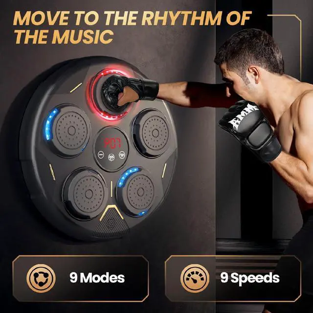 Alt view image 2 of 7 - Music Boxing Machine, Boxing Machine Wall Mounted Music with Gloves, Smart Bluetooth Boxing Equipment, Boxing Music Workout Machine