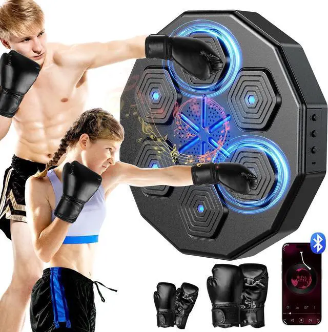 Main image of New Music Boxing Machine with Two Pairs of Gloves Upgraded 2.0 Smart Bluetooth Music Boxing Parent-Child Games Wall-Mounted Exercise Equipment for Home