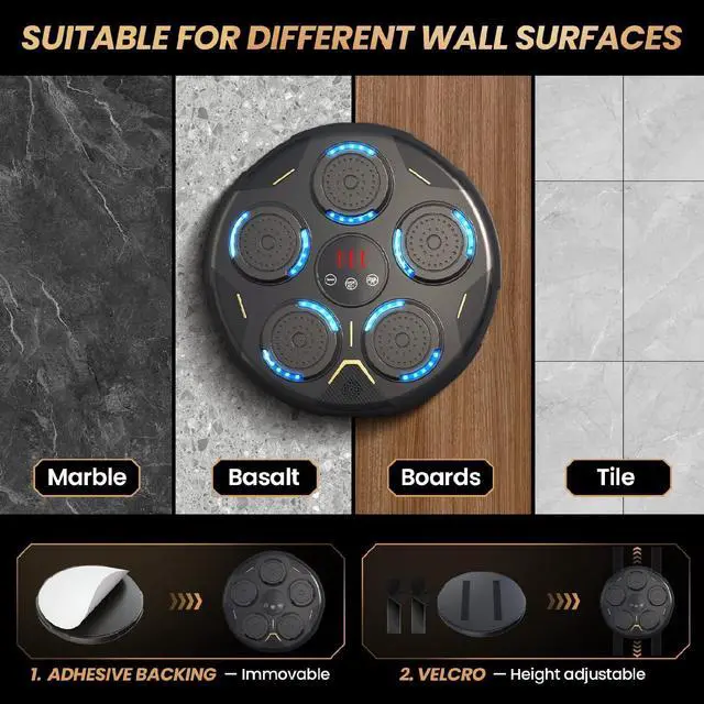 Alt view image 6 of 7 - Music Boxing Machine, Boxing Machine Wall Mounted Music with Gloves, Smart Bluetooth Boxing Equipment, Boxing Music Workout Machine