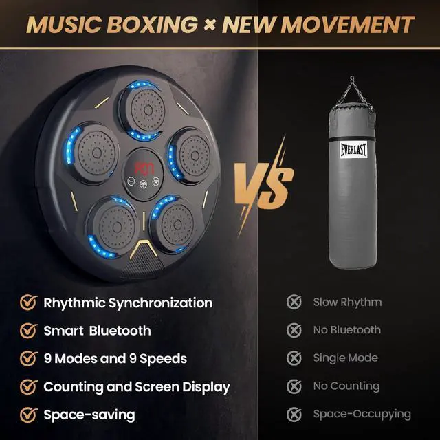 Alt view image 4 of 7 - Music Boxing Machine, Boxing Machine Wall Mounted Music with Gloves, Smart Bluetooth Boxing Equipment, Boxing Music Workout Machine