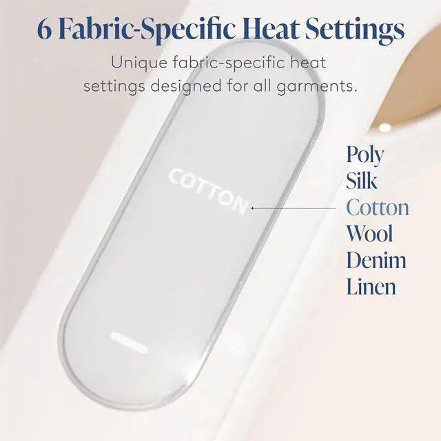 Alt view image 7 of 7 - Press Travel Steam Iron | Handheld Iron With Steam | No Ironing Board Required | Easy to Use w/ 6 Fabric Settings | Optional Steam Feature | Removes Wrinkles | Women Gift Ideas (White)