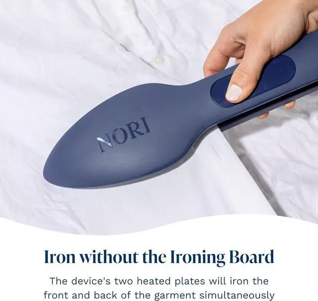 Alt view image 2 of 7 - Travel Steam Iron - Handheld Iron With Optional Steam Feature - No Ironing Board Required - Easy to Use w/ 6 Fabric Settings - Removes Wrinkles - Navy