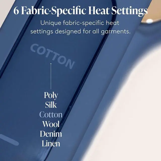 Alt view image 7 of 7 - Travel Steam Iron - Handheld Iron With Optional Steam Feature - No Ironing Board Required - Easy to Use w/ 6 Fabric Settings - Removes Wrinkles - Navy