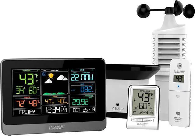 Alt view image 2 of 4 - Technology C83100-INT WiFi Professional Weather Station, Indoor/Outdoor Temperature and Humidity with Included Thermo-Hygro Sensor, White/Black