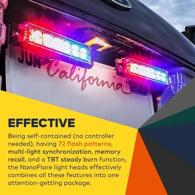 Alt view image 2 of 7 - 6W Amber White LED Surface Mount Police Grill Strobe Warning Lights [SAE Class 1] [Sync-able Modes] Yellow Clear Grille Flashing Emergency Fire Lights for Servcice Work Truck Vehicle