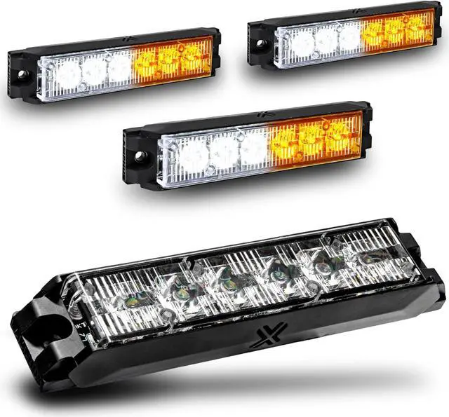 Main image of 6W Amber White LED Surface Mount Police Grill Strobe Warning Lights [SAE Class 1] [Sync-able Modes] Yellow Clear Grille Flashing Emergency Fire Lights for Servcice Work Truck Vehicle