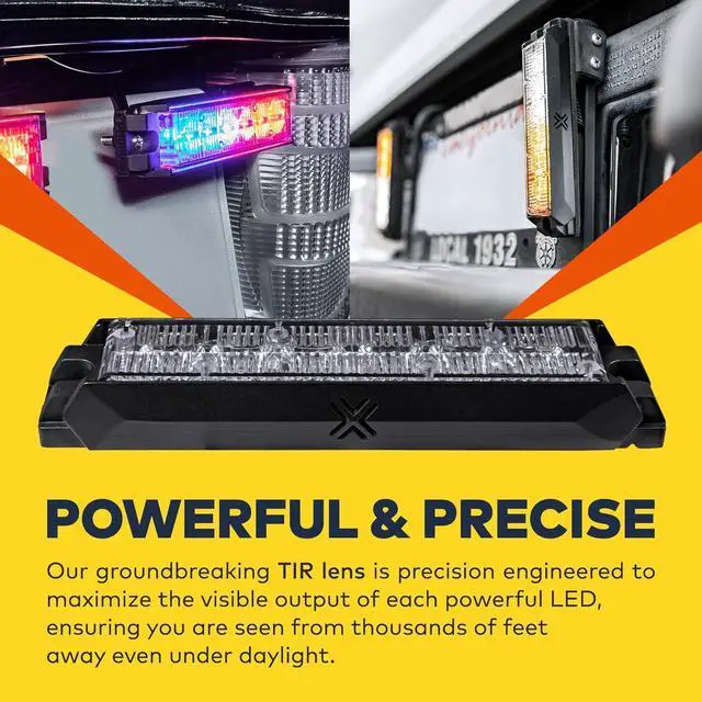 Alt view image 3 of 7 - 6W Amber White LED Surface Mount Police Grill Strobe Warning Lights [SAE Class 1] [Sync-able Modes] Yellow Clear Grille Flashing Emergency Fire Lights for Servcice Work Truck Vehicle
