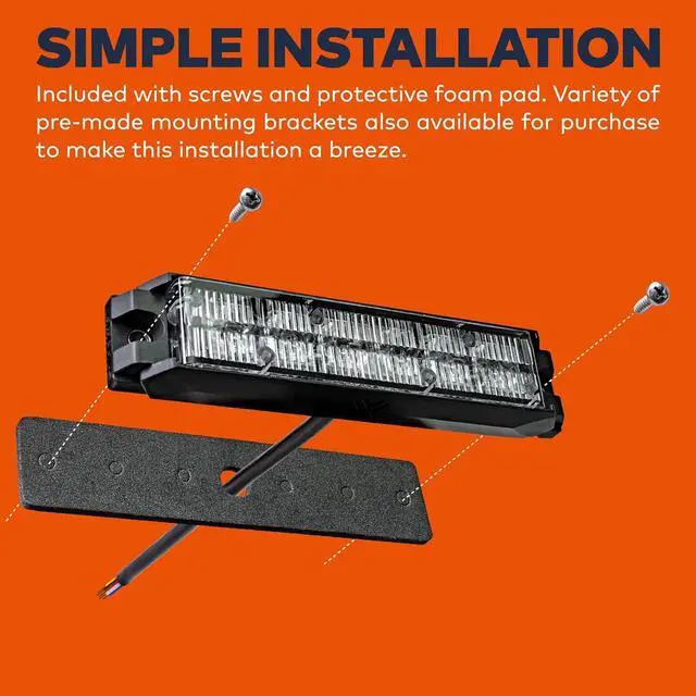 Alt view image 6 of 7 - 6W Amber White LED Surface Mount Police Grill Strobe Warning Lights [SAE Class 1] [Sync-able Modes] Yellow Clear Grille Flashing Emergency Fire Lights for Servcice Work Truck Vehicle