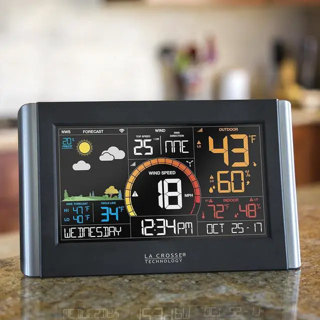 Alt view image 2 of 5 - Technology Wireless Weather Station with WiFi Connectivity, Dynamic Forecast, Wind Speed and Alerts, Temperature/Humidity - NWS Forecast, Long Range Transmission (400 Feet)