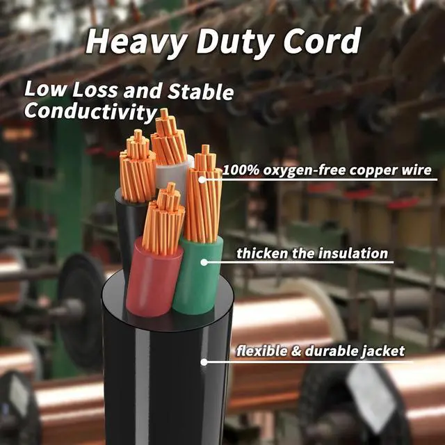 Alt view image 5 of 7 - 50 Amp Generator Cord, 15FT 50 Amp RV Extension Cord with Twist Lock, Generator Cord 50A 4 Prong Green, NEMA 14-50P/SS2-50R Heavy Duty 6/3+8/1 AWG STW Wire for RV Camper & Generator to House