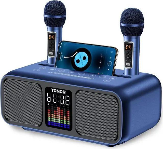 Main image of Karaoke Machine for Adults, Portable Bluetooth PA Speaker with 2 UHF Wireless Microphones and LED Lights, Supports BT/AUX/USB/Type C/TF Card, PA System for Party, Home Karaoke, Outdoor/Indoor K9