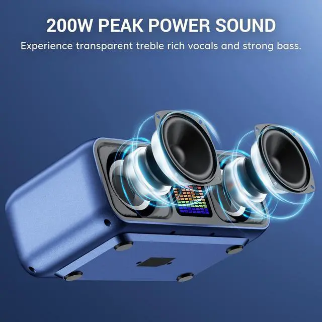 Alt view image 2 of 7 - Karaoke Machine for Adults, Portable Bluetooth PA Speaker with 2 UHF Wireless Microphones and LED Lights, Supports BT/AUX/USB/Type C/TF Card, PA System for Party, Home Karaoke, Outdoor/Indoor K9