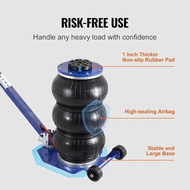 Alt view image 6 of 7 - Air Jack, 3 Ton/6600 lbs Triple Bag Air Jack, Airbag Jack with Six Steel Pipes, Lift up to 17.7", 3-5 s Fast Lifting Pneumatic Jack, with Adjustable Long Handles for Cars