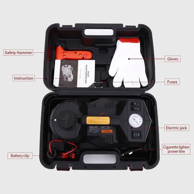 Alt view image 6 of 7 - Car Jack Hydraulic Jack  5 Ton Electric Car Jack Stand Three in One Car Jack Kit for Sedans SUV Car Lift Floor Jack for Tire Change and Road Emergencies with Integrated Tire Pump (Black)