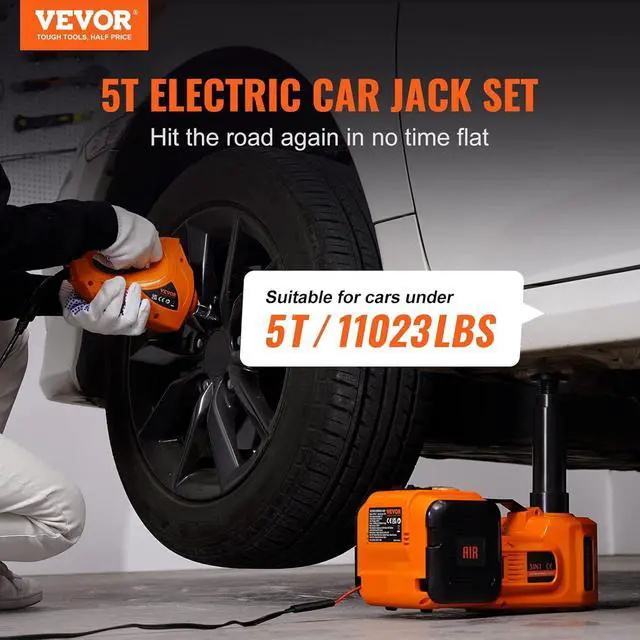 Alt view image 2 of 7 - Electric Car Jack, 5 Ton/11023 LBS Hydraulic Jack Lift with Electric Impact Wrench, Built-in Inflatable Pump, and LED Light for SUV MPV Sedan Truck Change Tires Garage Repair