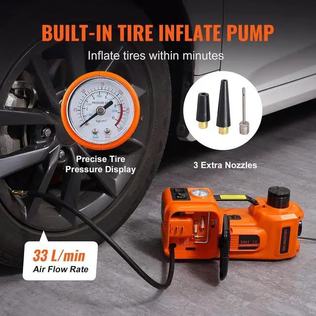Alt view image 6 of 7 - Electric Car Jack, 5 Ton/11023 LBS Hydraulic Jack Lift with Electric Impact Wrench, Built-in Inflatable Pump, and LED Light for SUV MPV Sedan Truck Change Tires Garage Repair