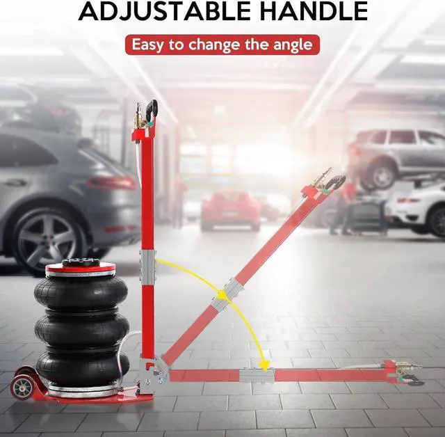 Alt view image 4 of 7 - Air Jack 3 Ton 6600lbs Pneumatic Jack with Grip Guard, 3s Fast Lifting Height Up to 15.7 Inch, Air Jacks for Cars with Adjustable Long Handle Heavy-Duty Triple Bag Air Jack Red