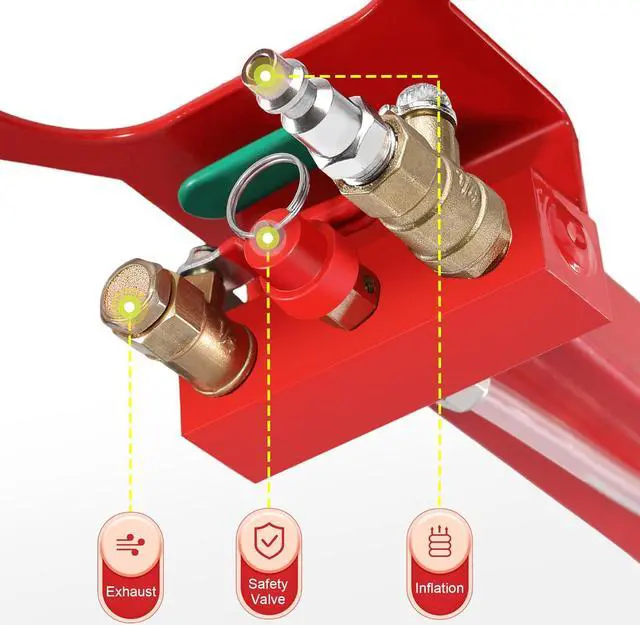 Alt view image 6 of 7 - Air Jack 3 Ton 6600lbs Pneumatic Jack with Grip Guard, 3s Fast Lifting Height Up to 15.7 Inch, Air Jacks for Cars with Adjustable Long Handle Heavy-Duty Triple Bag Air Jack Red