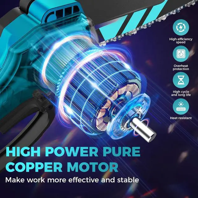 Alt view image 5 of 7 - 6 Inch Portable Electric Chainsaw Cordless, Small Handheld Chain saw for Tree Branches,Courtyard, Household and Garden,By 2PCS 20V 1500mAh Batteries,Extra 3 PCS Chain