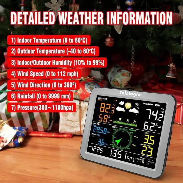 Alt view image 2 of 7 - Wireless Weather Station with Outdoor Sensor,Weather Forecast, Temperature,Air Pressure,Humidity,Wind Gauge,Rain Gauge,PC Export Data SoftwareWindows OS