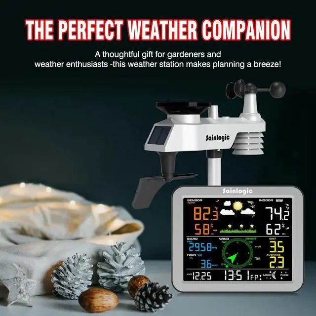 Alt view image 6 of 7 - Wireless Weather Station with Outdoor Sensor,Weather Forecast, Temperature,Air Pressure,Humidity,Wind Gauge,Rain Gauge,PC Export Data SoftwareWindows OS