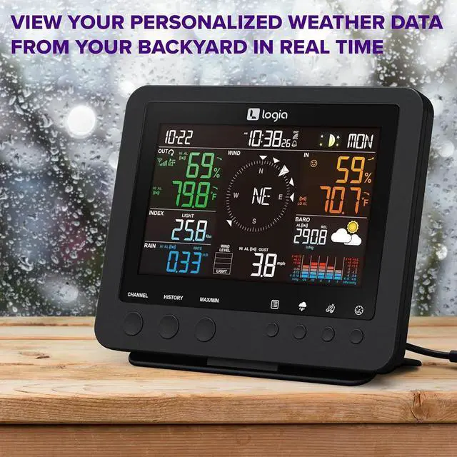 Alt view image 7 of 7 - 17-in-1 Weather Station with Wireless 7-in-1 Wireless Sensor Array Weather Monitoring System, Temperature Humidity Wind Speed/Direction Rain UV & More, w/Forecast Data, Alarm, Alerts
