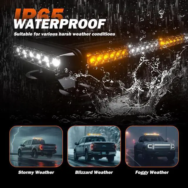 Alt view image 6 of 6 - Strong Magnetic Safety Flashing 108 LED Amber White Emergency Light Bar for Trucks Snow Plows Construction Vehicles Security Cars, Roof Top Strobe Beacon Lightbar with Controller