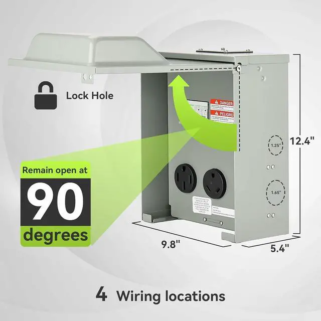 Alt view image 4 of 7 - RV Temporary Power Outlet Panel with Breaker, ETL Listed 20 30 50 Amp RV Receptacle, RV Electrical Outlet Panel for RV, Camper, Travel Trailer