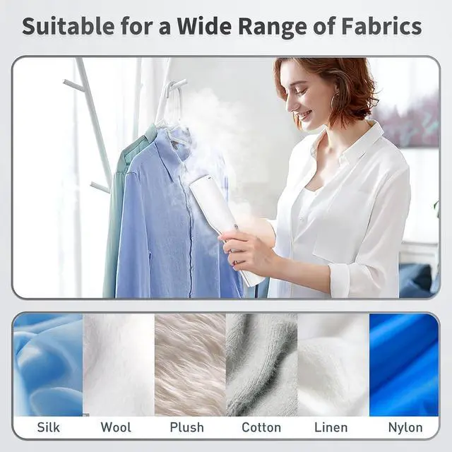 Alt view image 7 of 7 - Steamer for Clothes - Travel Iron Steamer, Portable Mini Handheld Garment Steamer, 2 in 1 Wet & Dry Ironing, 15s Fast Heat Up, 900W Wrinkles Remover Clothes Steamer for Home, Office and Travel, 120V