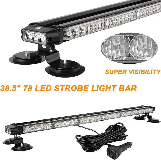 Alt view image 2 of 6 - 78 LED Strobe Light Bar Double Side Flashing High Intensity Emergency Warning Flash Strobe Light with Magnetic Base for Safety Construction Vehicles Tow Trucks Pickup (Amber)