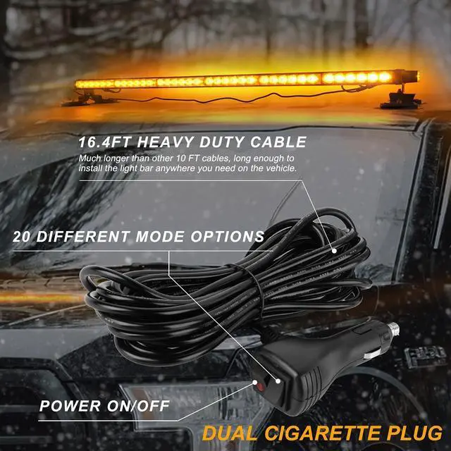 Alt view image 5 of 6 - 78 LED Strobe Light Bar Double Side Flashing High Intensity Emergency Warning Flash Strobe Light with Magnetic Base for Safety Construction Vehicles Tow Trucks Pickup (Amber)