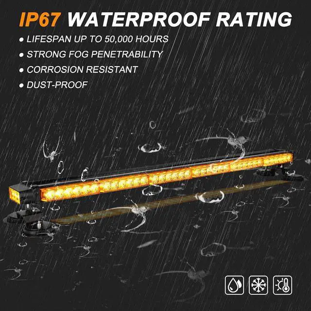 Alt view image 6 of 6 - 78 LED Strobe Light Bar Double Side Flashing High Intensity Emergency Warning Flash Strobe Light with Magnetic Base for Safety Construction Vehicles Tow Trucks Pickup (Amber)